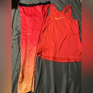 XL NIKE PRO HYPERWARM LEGGINGS AND LARGE NIKE DRI-FIT SLEEVELESS TANK TOP WOMEN